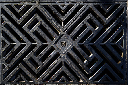 a Photo of a manhole cover made of steel In modern vintage styleの素材