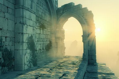 The Archway in a medieval brick castleの素材