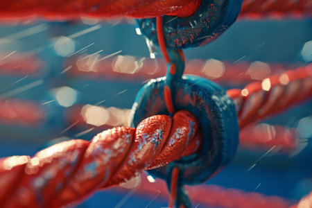 The Ropes surround a boxing stadium on a colorful background.の素材