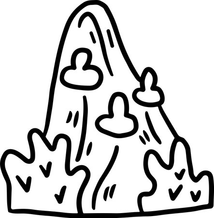 A mountain with trees in the background. The mountain is covered in snow and the sky is cloudyのイラスト素材