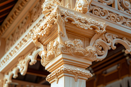 The white building has a lot of intricate designs on it. The design is very detailed and it looks like it is from a different time periodの素材