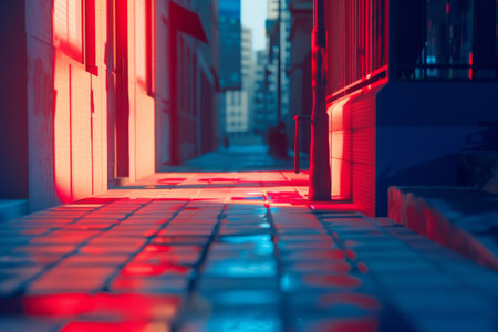 A prison cell with a bed and a small window. The room is dimly lit and has a neon glowの素材