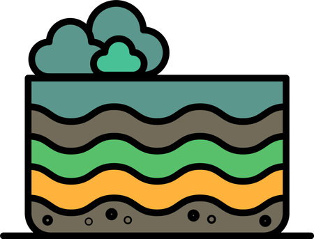 a icon or logo soil layer and trees in line styleのイラスト素材