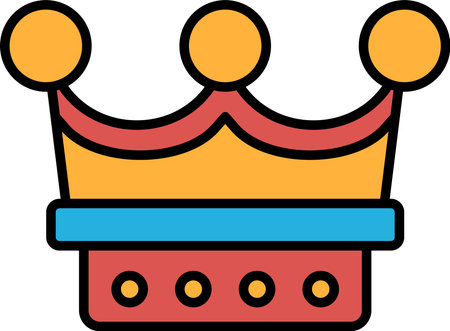 A crown with three circles on top and three circles on the bottom. The crown is black and whiteのイラスト素材