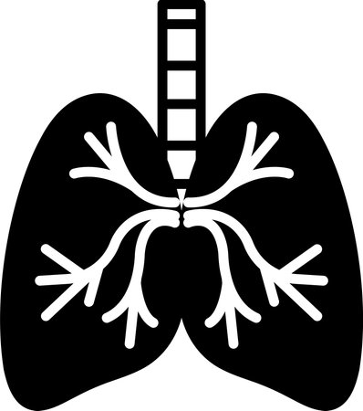 A black and white drawing of a lung with a white stemのイラスト素材