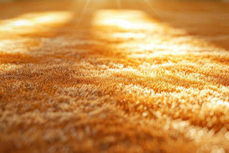 A close up of a carpet with a sun shining on it. The sun is casting a shadow on the carpet, creating a warm and inviting atmosphereの素材