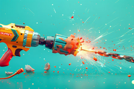 A drill is being used to break a rockの素材