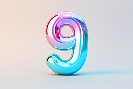 A colorful number 9 with a rainbow-coloredの素材