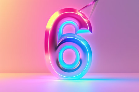 A large number 6 is shown in a bright orange and blue color. The number is surrounded by a cloud, giving the impression of a playful and whimsical atmosphereの素材