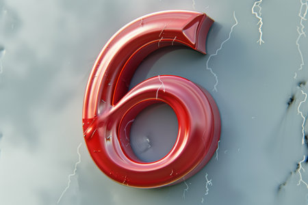 A large number 6 is shown in a bright orange and blue color. The number is surrounded by a cloud, giving the impression of a playful and whimsical atmosphereの素材