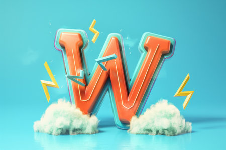 A purple and blue W with a yellow lightning bolt. The W is in the middle of the image and the lightning bolt is on the right sideの素材