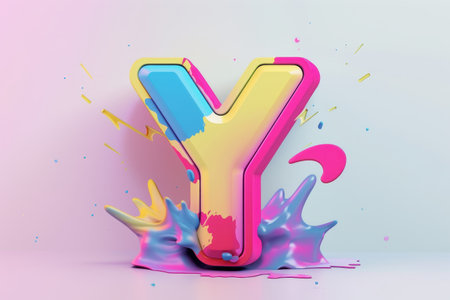 The letter Y is orange and has a shiny, metallic appearance. It is the third letter of the alphabet and is often used in words to convey a sense of strength or determinationの素材