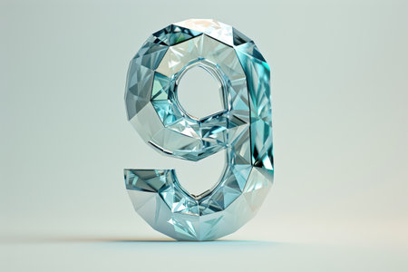 A glass number 9 with a purple and blue swirl designの素材