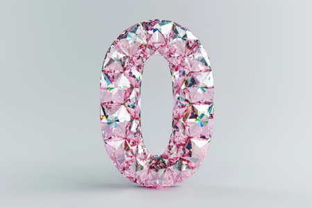 A pink diamond shaped number 0 with a lot of diamonds on itの素材