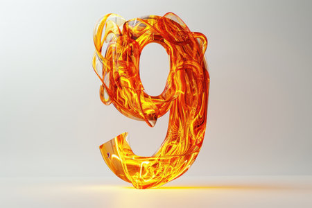 The number nine is written in fire. The flames are orange and the number is surrounded by them. The image has a fiery and bold feel to itの素材