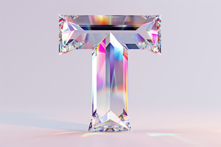 A large T-shaped piece of jewelry with a diamond in the middle. The diamond is surrounded by several other diamonds, creating a sparkling and elegant effect. Scene is luxurious and sophisticated with Generative AIの素材