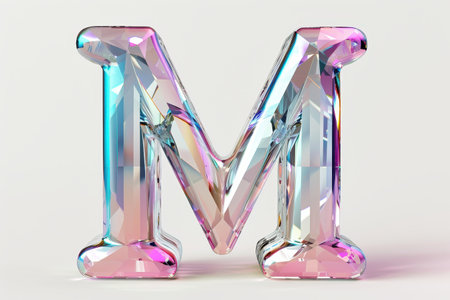 The letter M is made of small, sparkling diamonds. It is a beautiful and intricate design that catches the eye with Generative AIの素材