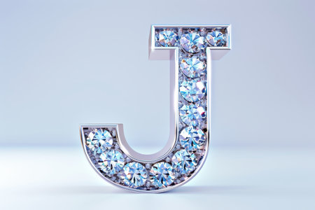 The letter J is made of small purple gems. The gems are arranged in a way that creates a unique and eye-catching design. Scene is one of creativity and artistic expression with Generative AIの素材