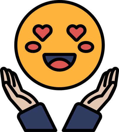 A black and white drawing of a smiling face with two hands reaching out to hug it. The drawing conveys a sense of warmth, love, and happinessのイラスト素材
