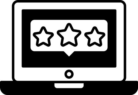 A laptop screen with three stars and a star in the middle. The stars are arranged in a row, with the middle star being the largestのイラスト素材