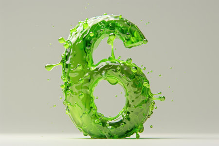 A green number 6 with a green liquid dripping from itの素材