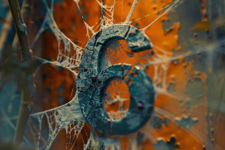 A blue and orange number 6 is floating in a blue and orange background. The dragon is made of ice and he is floating in the airの素材