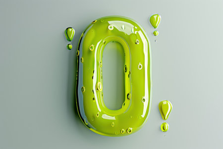 A blue and white number 0 is floating in the air. The number is made of clear plastic and has a unique designの素材