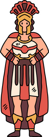 A man in a Roman costume. He is standing in front of a shieldのイラスト素材