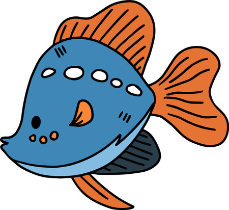 A fish is swimming in the water. The fish is black and whiteのイラスト素材