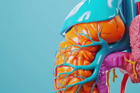 A heart with red veins and a background. The heart is surrounded by a colorful brain. Concept of life and vitality, as the heart and brain are essential organs that keep us aliveの素材