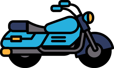 A black and white motorcycle with a seat and a kickstandのイラスト素材