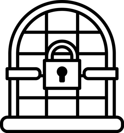 A black and white image of a door with a lock and a key. The door is a small, ornate wooden door with a keyhole and a lock. Concept of mystery and intrigueのイラスト素材