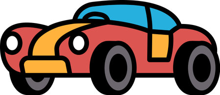 A black and white drawing of a car. The car is a small hatchback with a rounded roofのイラスト素材