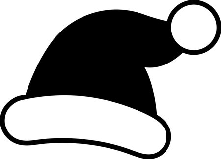 A red hat with a white stripe and a white pom pom on top. The hat is drawn in a cartoon styleのイラスト素材