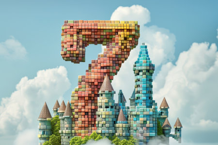 A castle with a number 7 on it with Generative AIの素材