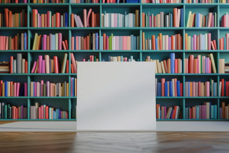 A white bookcase with a white book on it with Generative AIの素材