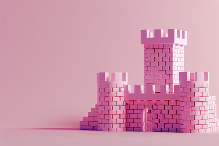 A castle made of blocks is shown in a close up with Generative AIの素材