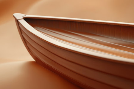 A canoe is in the water with a view of the river with Generative AIの素材