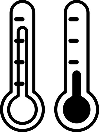 Two thermometers with Black and white colors. The red one is at a higher temperature than the blue...