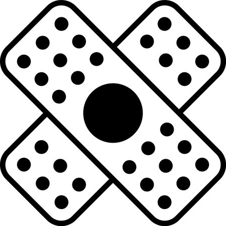 A white and black bandage with a dot in the center. The bandage is a symbol of healing and recoveryのイラスト素材