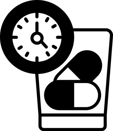 The Illustration of medicine and clock in line styleのイラスト素材