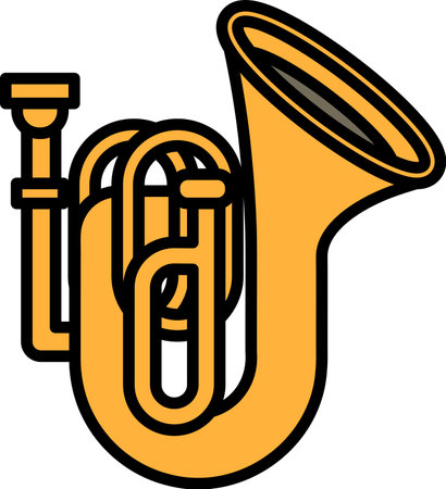 Illustration of a tuba musical instrument in line drawing style.のイラスト素材