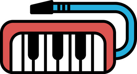 A red and blue keyboard with a blue hose attached to itのイラスト素材