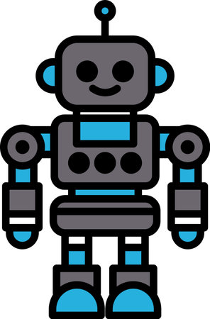 A robot with blue and gray parts is smilingのイラスト素材