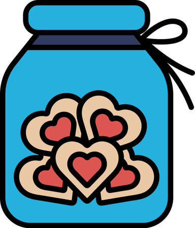 A jar filled with heart shaped cookiesのイラスト素材