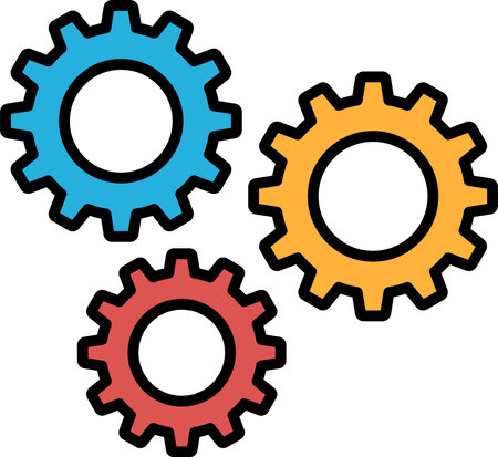 cartoonish drawing of gears in a line style.のイラスト素材