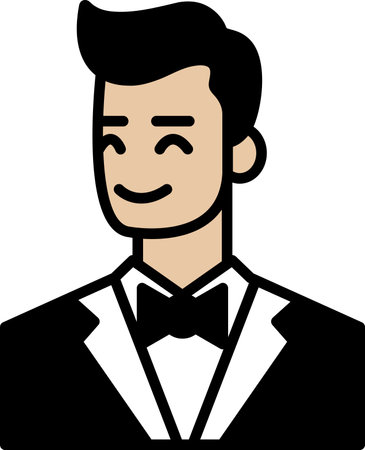 Illustration of a groom in a suit in line drawing style.のイラスト素材