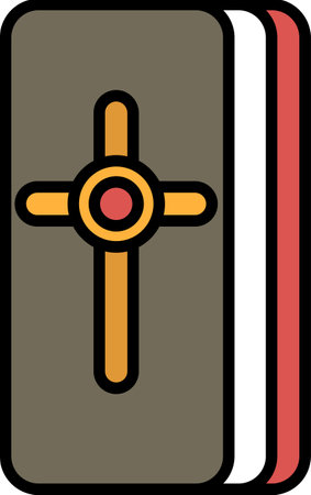 A cross is drawn on a book cover. The cross is drawn in a stylized wayのイラスト素材