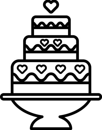 A three layer cake with hearts on itのイラスト素材