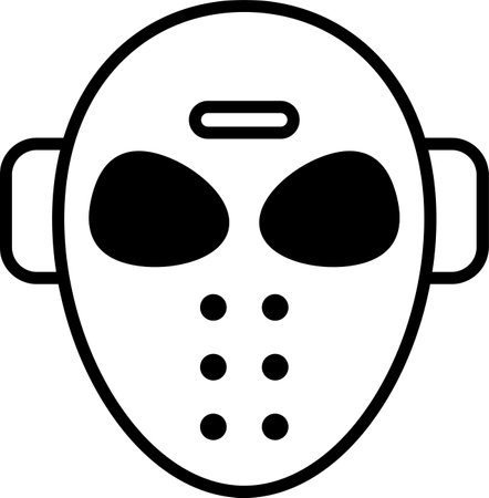 Illustration of a hockey mask in line art style.のイラスト素材